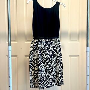 Black and white belted dress